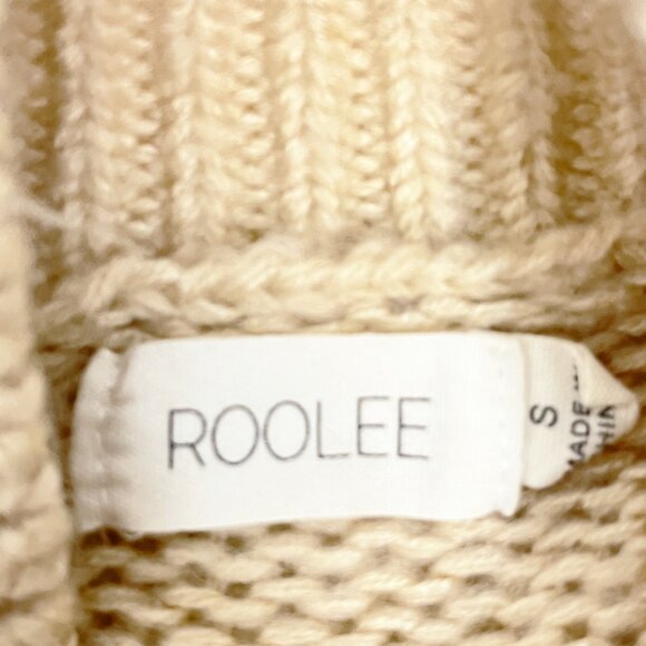 Roolee Tan Green Stripe Mock Neck Sweater Small - Picture 4 of 4